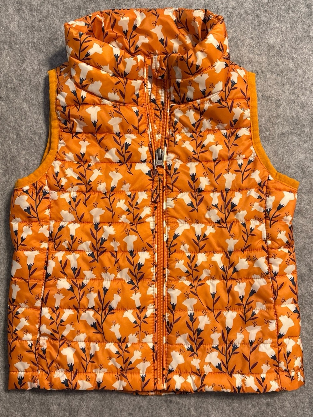 Amazon Essentials Orange Floral Quilted Puffer Vest for Kids